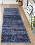 Unique Loom Del Mar Collection Area Rug - Lucille (2'x 6' 1'' Runner, Navy Blue/ Ivory)