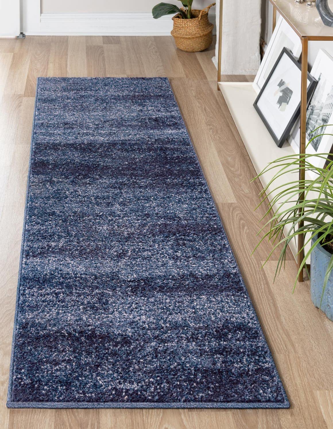 Unique Loom Del Mar Collection Area Rug - Lucille (2'x 6' 1'' Runner, Navy Blue/ Ivory)
