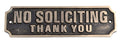 Brass No Soliciting Thank You Sign 6 - Solid Brass Wall Plaque - No Soliciting Thank You Thank You for House/Office, Self Adhesi