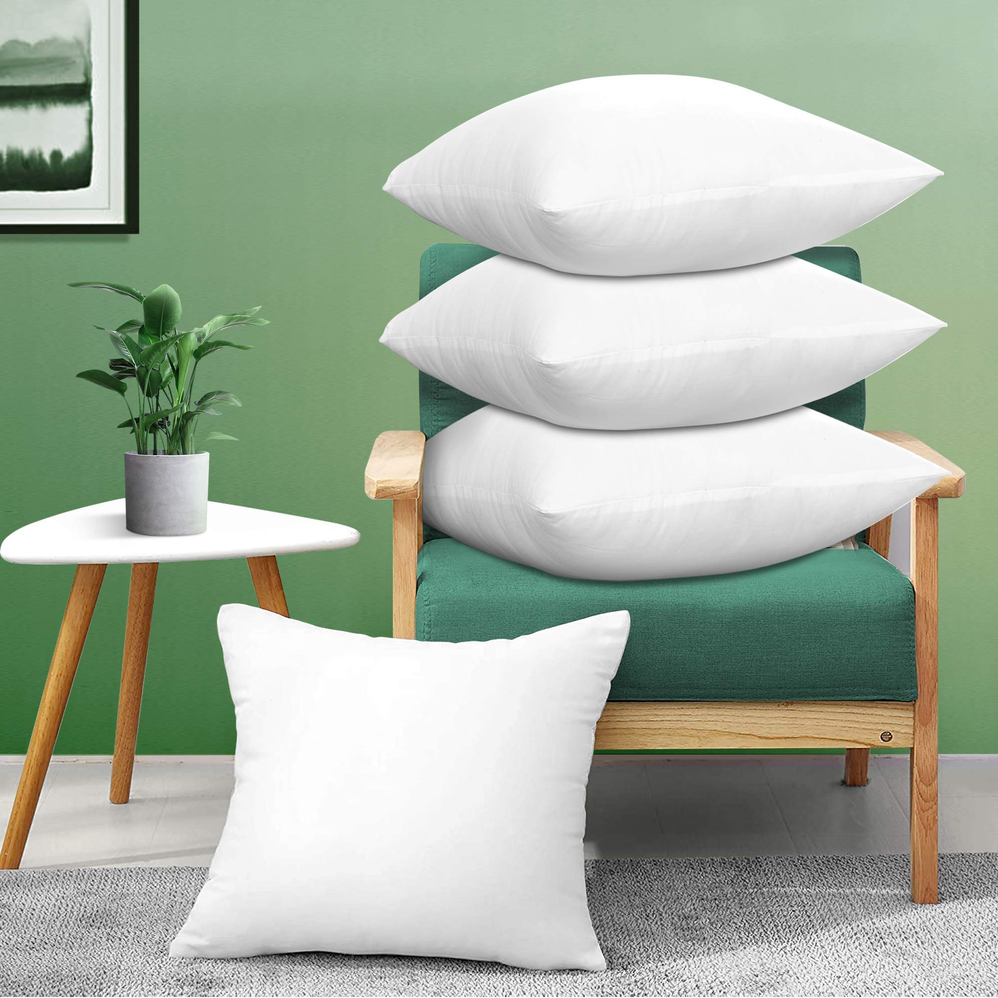 Acanva Decorative Premium Square Throw Pillow Inserts For Sofa Bed Couch & Chairs, 24X24(4 Count), White