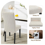 Searchi Jacquard Dining Room Chair Covers Set Of 6, Stretch Kitchen Chair Covers Washable Parsons Chair Slipcover Removable Dining Chair Protectors For Hotel,Ceremony(Beige Floral Texture)