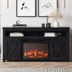 Belleze 58' Farmhouse Fireplace Tv Stand For Tvs Up To 65', 23' Electric Fireplace Heater With Sound, Entertainment Center Media Console Table Barn Door Storage Cabinets For Living Room - Rustic Grey