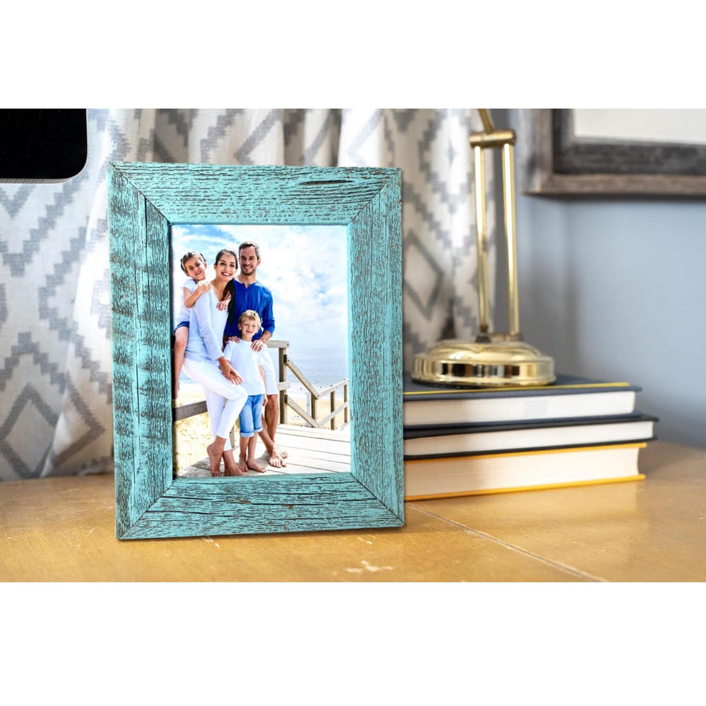 Barnwoodusa | Farmhouse 4X6 Picture Frame | 1 1/2 Inch Molding | 100% Reclaimed Wood | Rustic | Robins Egg Blue