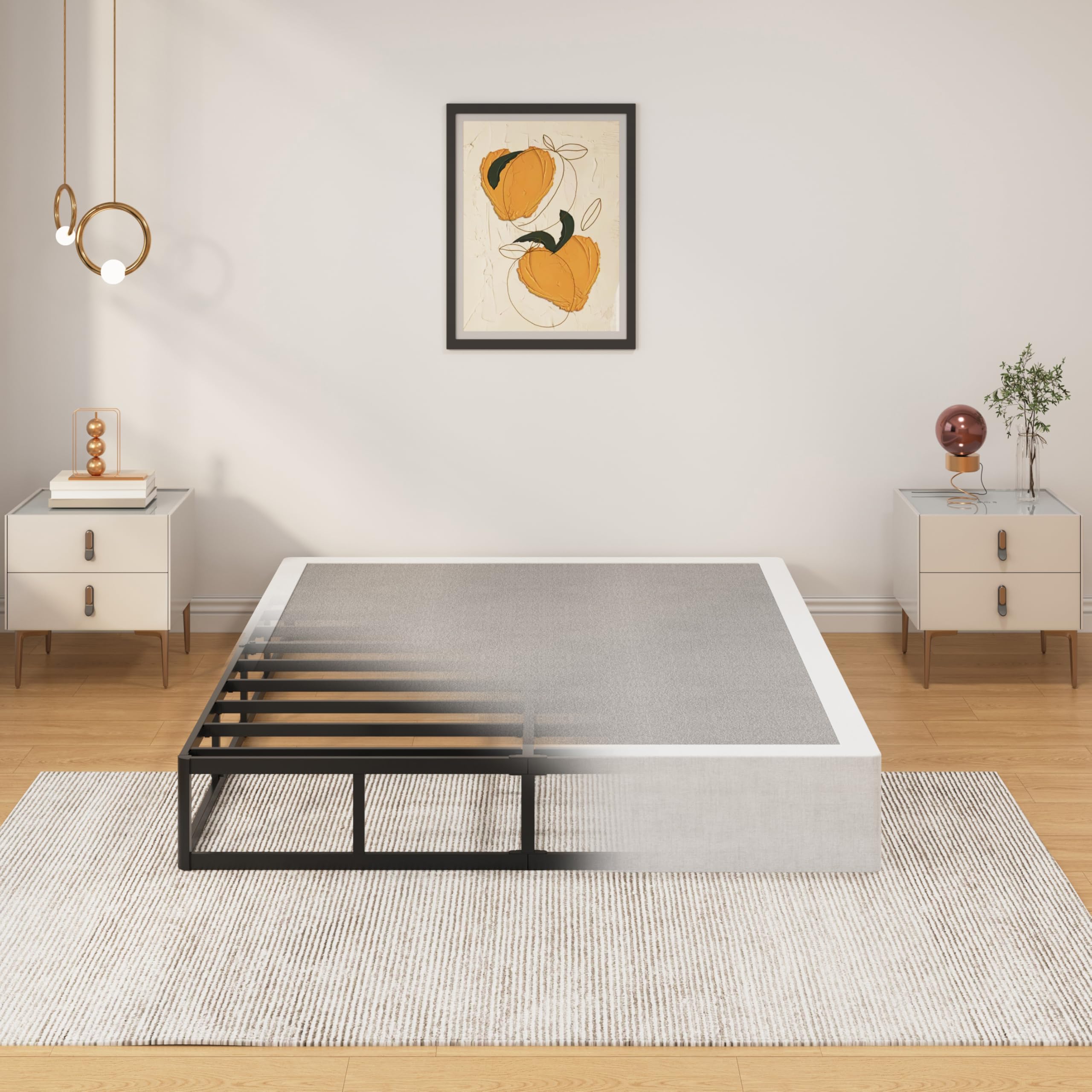 SHLAND Box Spring Full 10-Inch, Heavy Duty Metal Full Size Box Springs Mattress Foundation with Fabric Cover,Easy Assembly