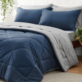 Bedelite King Size Comforter Set 7 Pieces Bed In A Bag - Soft Microfiber Reversible Calm Blue Bed Set With Comforters, Sheets, P