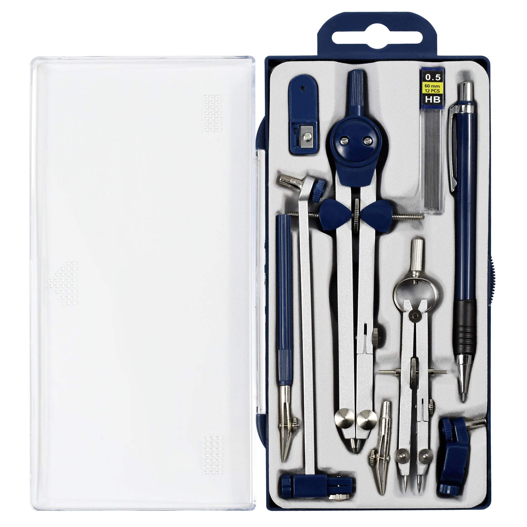 Unjoo Drawing 9Pc Geometry Set Metal Compass, Geometry Precision Tool For Student, Circle Drawing Tool And Architecture, Draftin