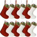 Pack of 12 Mini Knit Christmas Stockings 6 Inch Knitted Xmas Stockings Family Stockings Holiday Hanging Stockings Cable Knitted 