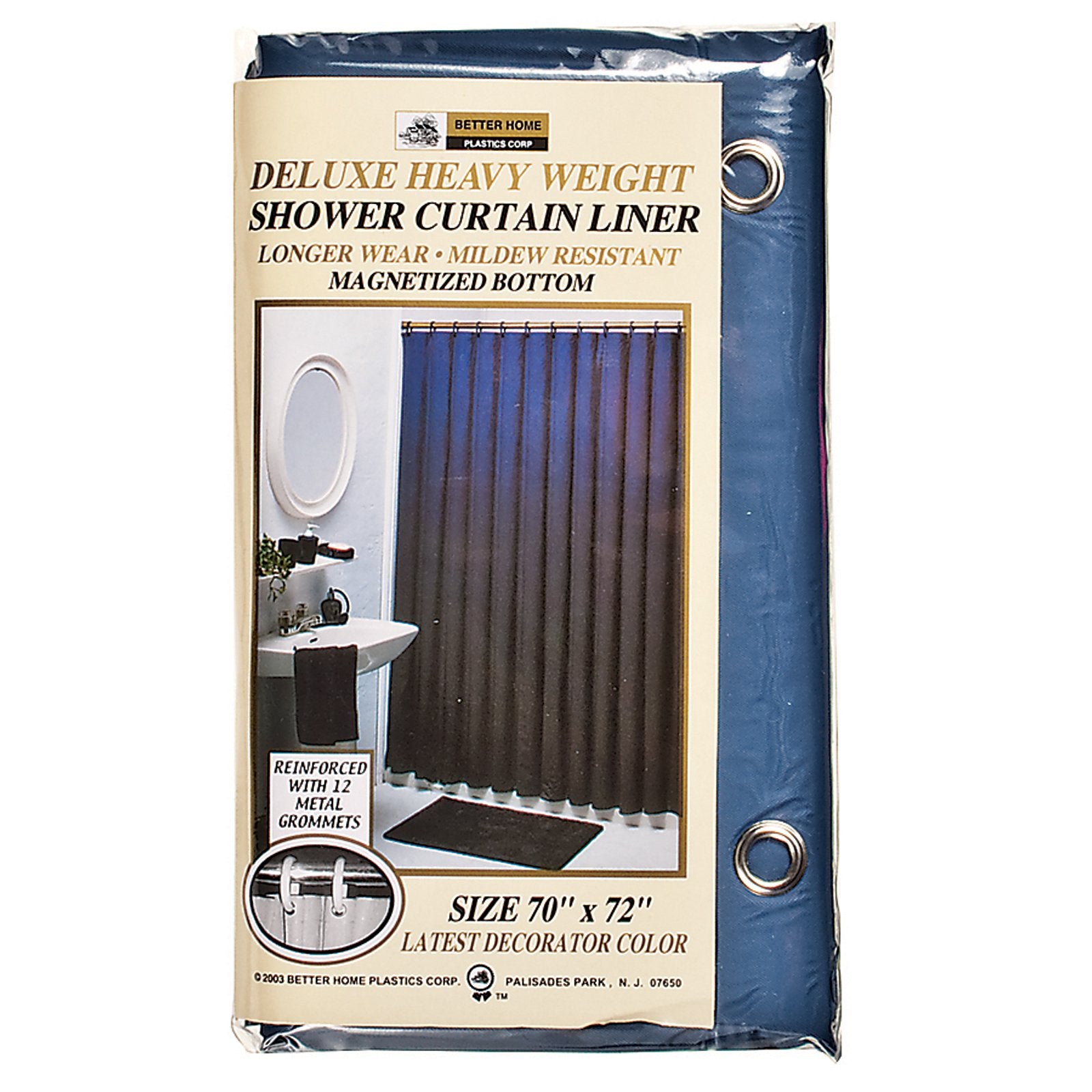 Better Home Deluxe Vinyl Shower Curtain, Navy, 1 Pack