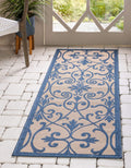 Unique Loom Outdoor Botanical Collection Area Rug - Gate (2 2 x 6 1 Runner, Blue/ Beige)