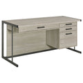 Coaster Home Furnishings Loomis 4-Drawer Rectangular Office Desk Whitewashed Grey and Gunmetal