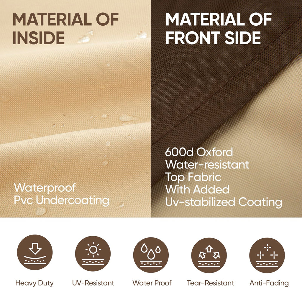 Loriano 2-Seater Patio Sofa Cover, 100% Waterproof For Outdoor Loveseat Covers, 600D Oxford Fabric Heavy Duty Lawn Patio Furniture Covers 60' W X 40' D X 33' H