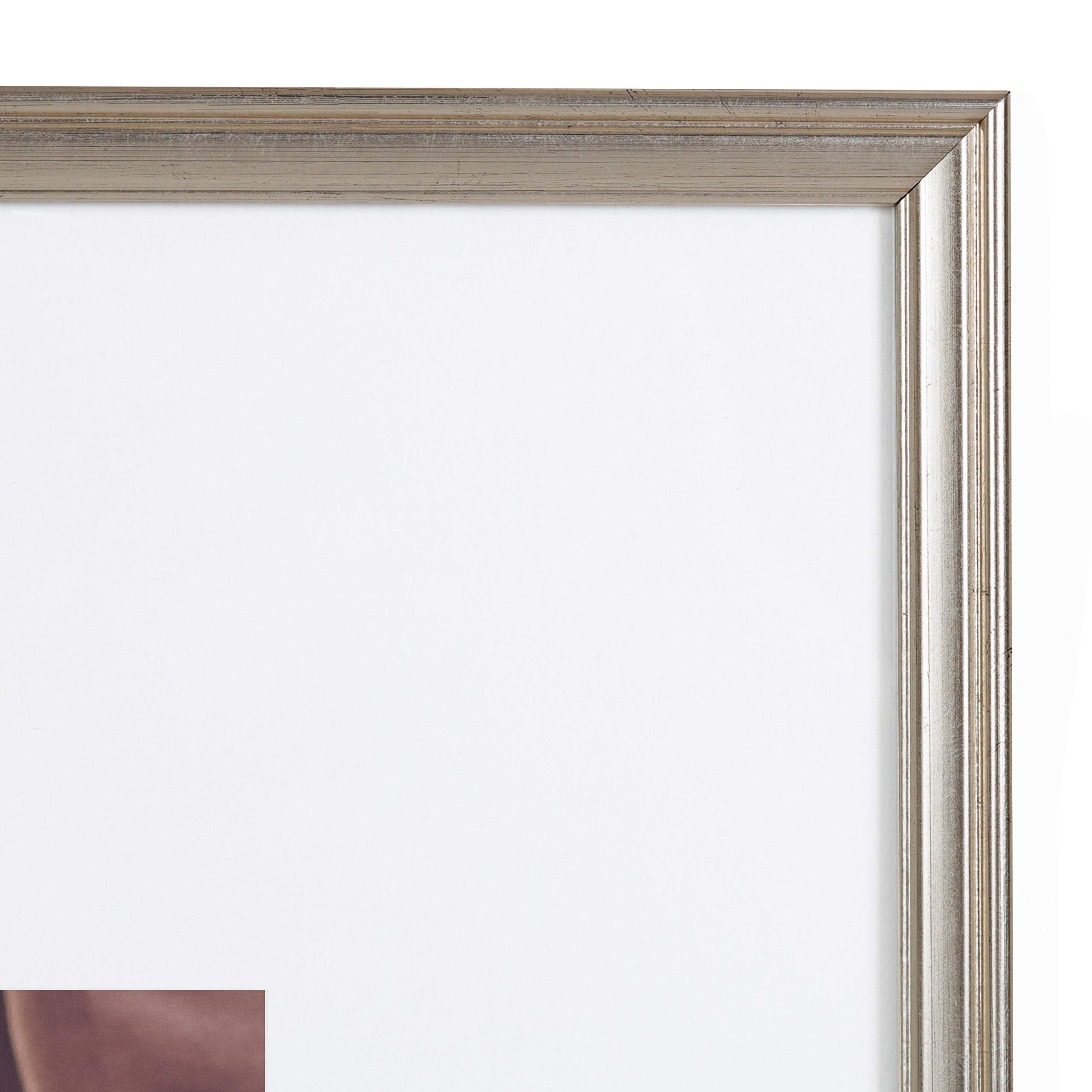 Kate And Laurel Adlynn Wall Picture Frame Set, 16'' X 20'' Matted To 8'' X 10'', Warm Silver, Set Of 3