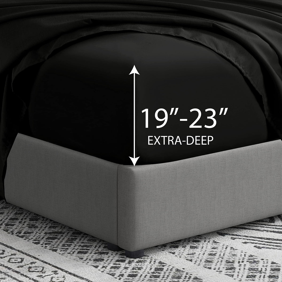 Cathay Home California King Fitted Sheet - Double Brushed Ultra Soft - Wrinkle & Fade Resistant - 21' Extra Deep Pocket Fitted Sheet Only - Good Fit For 19'-23' Deep Mattress (Cal King, Black)