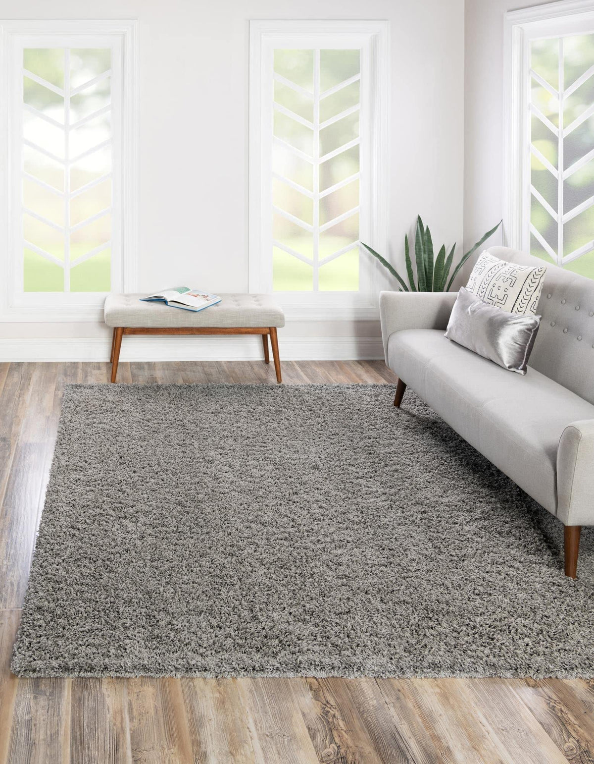 Rugs.com - ber Cozy Solid Shag Collection Rug - 3 Ft Square Taupe Shag Rug Perfect for Living Rooms, Kitchens, Entryways