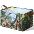 Capoda Dinosaur Toy Box Chest with Leather Handle  Collapsible Sturdy Dinosaur Toy Chest Basket, Rectangular Dino Storage Organ