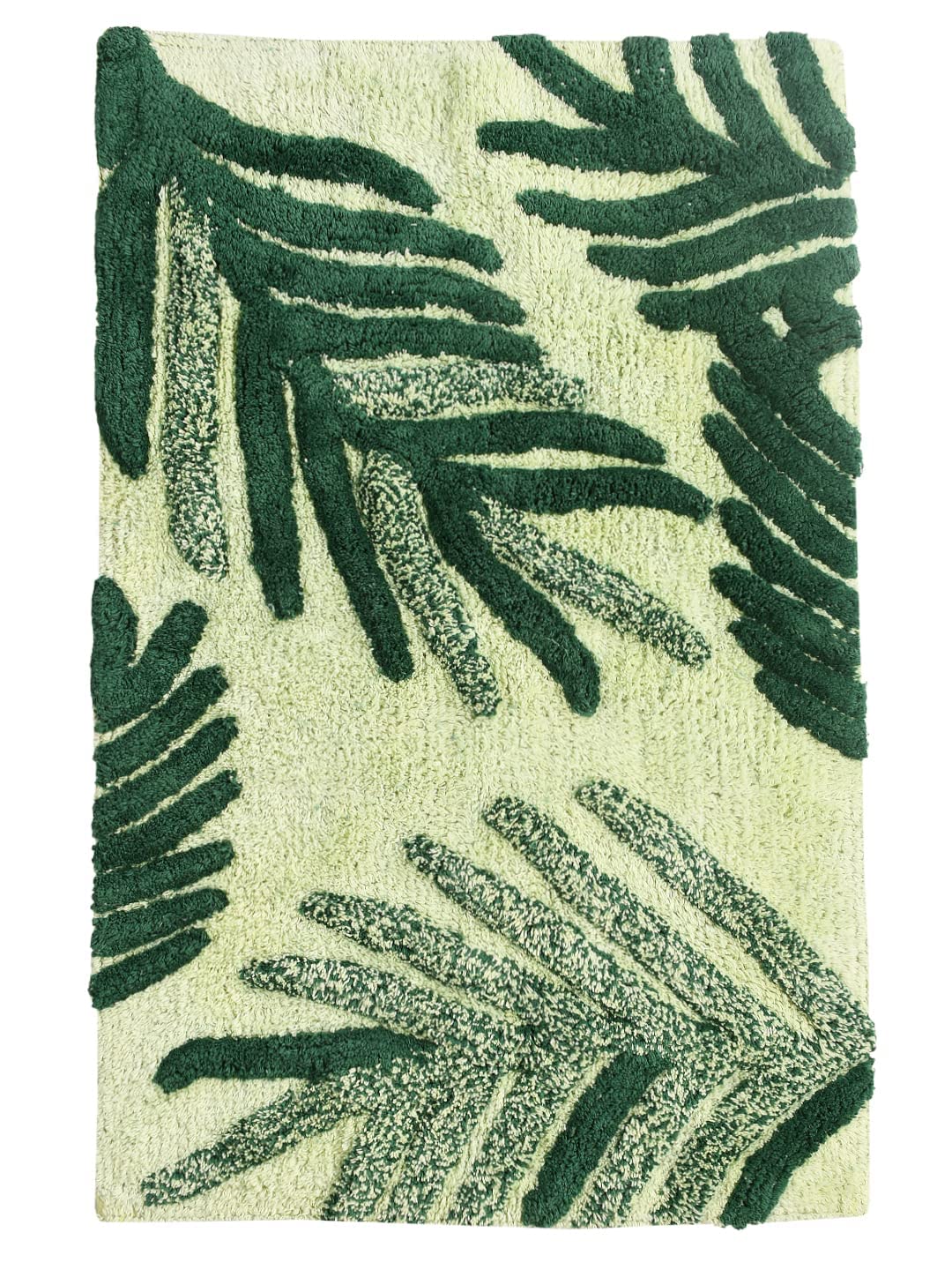 SASHAA WORLD Cotton Leaf Patterned Bathmat | Soft, Absorbent & Cozy | AntiSkid Latex Backing for Stability | Perfect for Bathro