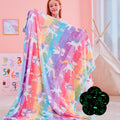 Qsteheml Unicorns Glow In The Dark Blanket For Girls,Unicorns Gifts For Girls Age 3 4 5 6 7 8 9 10 11 12 Year Old, Soft Unicorns
