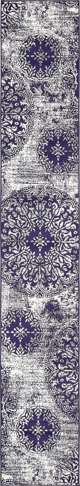 Unique Loom Sofia Collection Area Rug - Grand (2 x 13 1 Runner, Navy Blue/ Ivory)