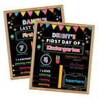 Springflower First & Last Day Of School Chalkboard Sign With Solid Wooden Framed, Back To School Sign For Kindergarten/Pre-K, Re