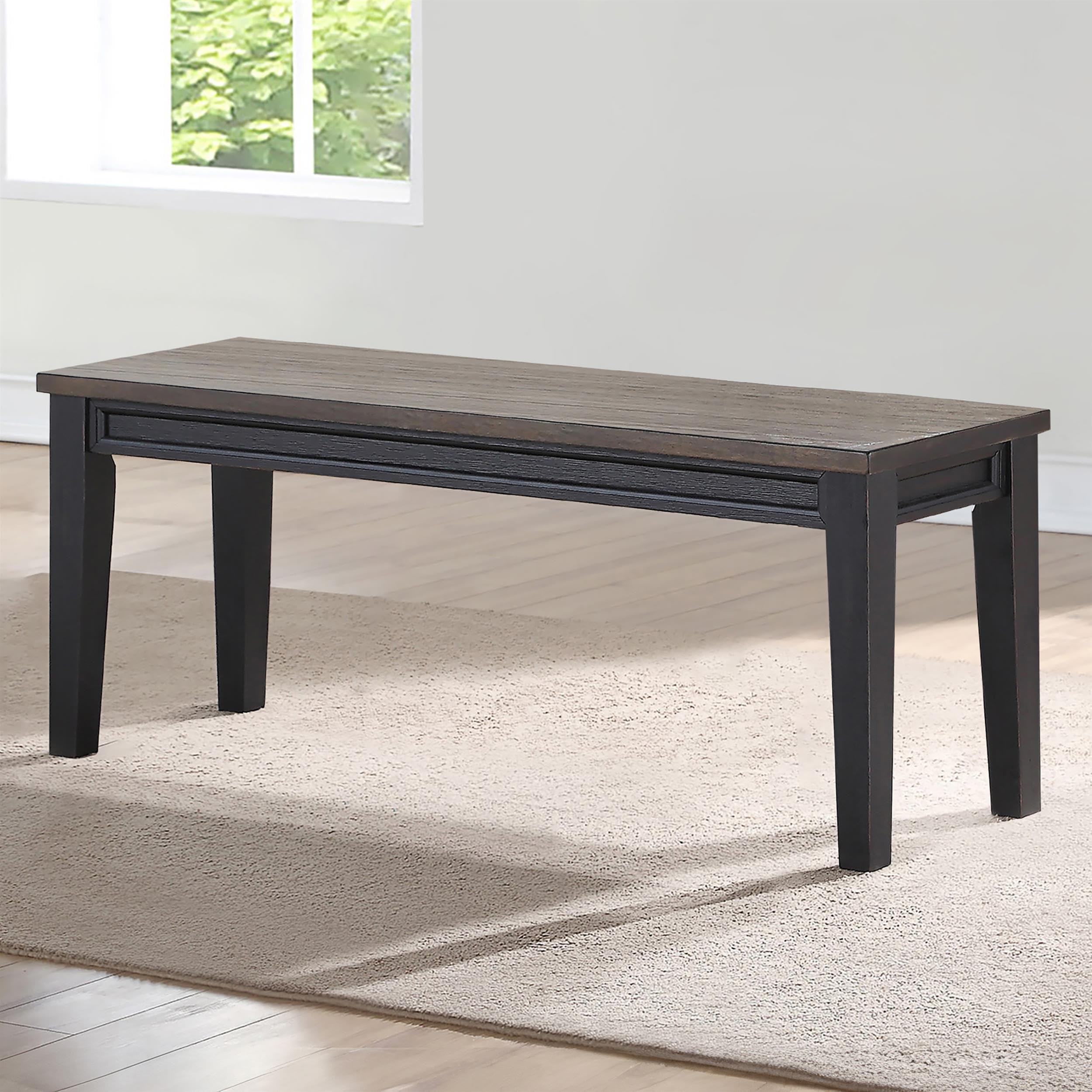 Steve Silver Raven Noir Two-Tone Ebony Back and Driftwood Dining Bench Solid Wood