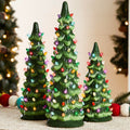 Best Choice Products Set of 3 Ceramic Christmas Trees, Pre-Lit Hand-Painted Tabletop Holiday Decoration w/Multicolor Bulbs, LED 