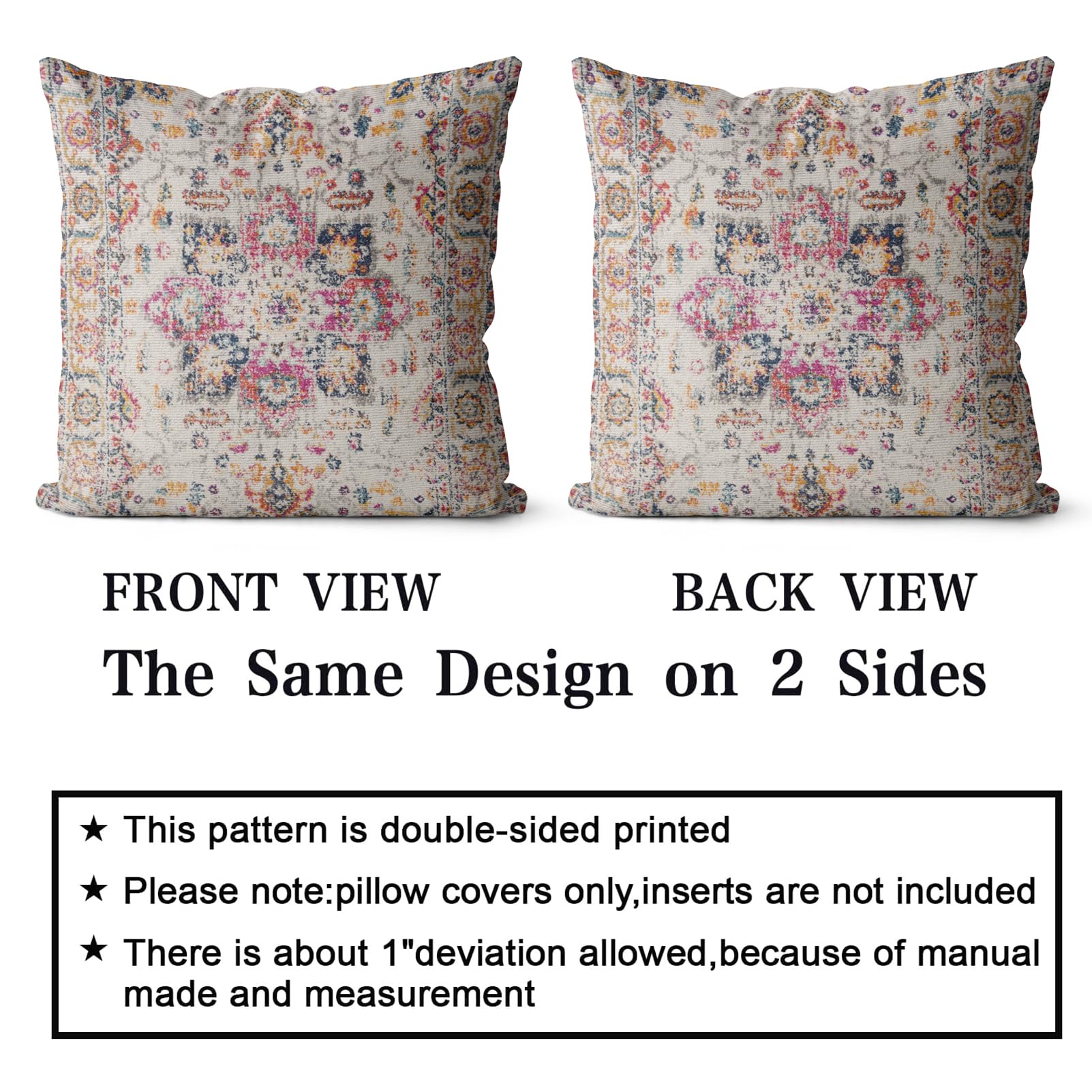 Snycler Boho Throw Pillow Covers 20X20 Inch Set Of 2 Burnt Yellow Terracotta Rust Colored Throw Pillows Double Sided Boho Home S