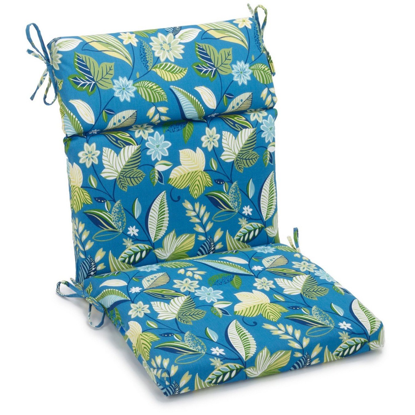 Blazing Needles Spun Polyester Patterned Outdoor Squared Seat/Back Chair Cushion, 18 x 38, Skyworks Caribbean