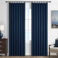 QJmydeco Navy Blue Blackout Curtains 90 Inch Length for Kids/Boys Rooms/Bedroom, Pinch Pleated Drapes with Hooks Viral Linen The