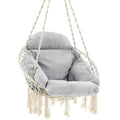 Songmics Hanging Chair, Hammock Chair With Large, Thick Cushion, Swing Chair, Holds Up To 264 Lb, For Terrace, Balcony, Garden, Living Room, Scandinavian, Shabby Chic, Cloud White And Gray Ugdc042G01