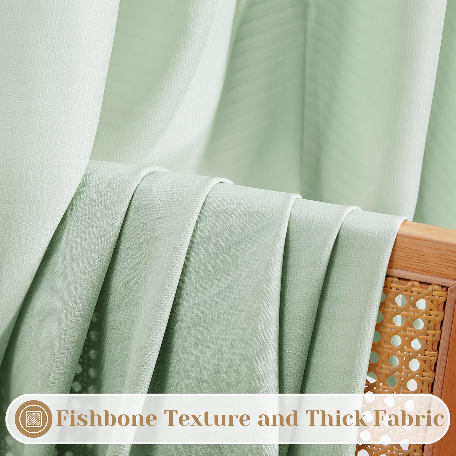 Homeideas Sage Green Kitchen Curtains 30 X 24 Inches 2 Panels Set Non-See-Through Privacy Semi Sheer Short Window Curtains Fish