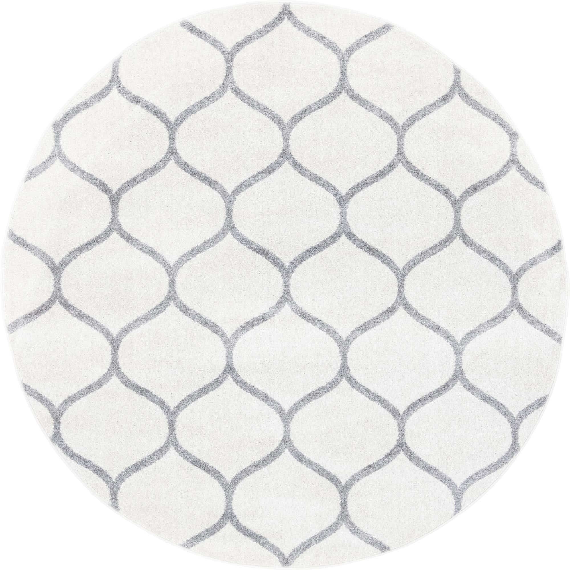 Unique Loom Trellis Frieze Collection Area Rug - Rounded (6' Round, Ivory/ Gray)