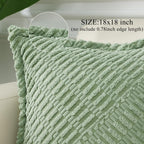 Decoruhome Decorative Spring Sage Green Throw Pillow Covers 18X18 Set Of 2 With Splicing, Boho Soft Corduroy Broadside Twill Pil