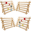 New brothread 4X60 Spools Wooden Thread Rack/Thread Holder Organizer with Hanging Hooks for Embroidery Quilting and Sewing Threa