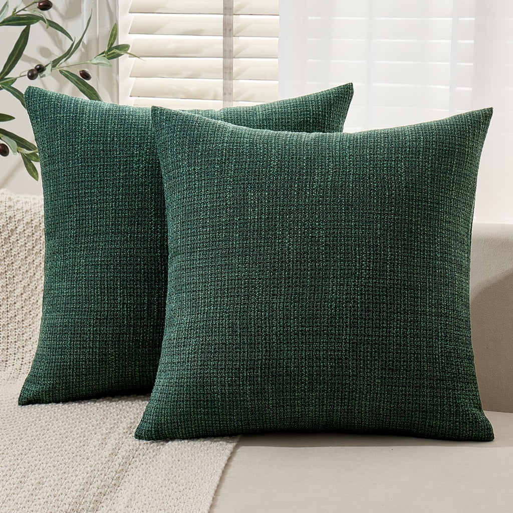 MIULEE Burlap Linen Throw Pillow Covers 20x20 Inch Christmas Dark Green Decorative Pillow Covers Modern Farmhouse Pillowcases So