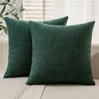 MIULEE Burlap Linen Throw Pillow Covers 20x20 Inch Christmas Dark Green Decorative Pillow Covers Modern Farmhouse Pillowcases So