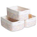 NaturalCozy 11.8x8x4.5    Rectangle Storage Baskets for Shelves 3 Pack | Cotton Rope Woven Small Baskets for Organizing | Small 