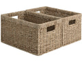 StorageWorks Baskets for Organizing, Wicker Baskets with Built-in Handles, Storage Basket, Seagrass Baskets for Shelves (Medium 
