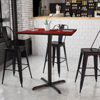 Flash Furniture 36'' Square Mahogany Laminate Table Top With 30'' X 30'' Bar Height Table Base