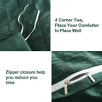 Avelom Dark Green Seersucker Duvet Cover Set King Size (104 X 90 Inches), 3 Pieces (1 Duvet Cover + 2 Pillow Cases), Ultra Soft Washed Microfiber, Textured Duvet Cover With Zipper Closure, Corner Ties