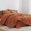 Love 'S Cabin King Size Comforter Set Terracotta, 7 Pieces King Bed In A Bag, All Season King Bedding Sets With 1 Comforter, 1 F