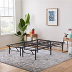 Linenspa Folding Metal Platform Bed Frame - No Box Spring Needed - Underbed Storage - Simple Tool Free Assembly - Mattress Foundation - 14' - Traditional Design - Sturdy Steel - California King Size