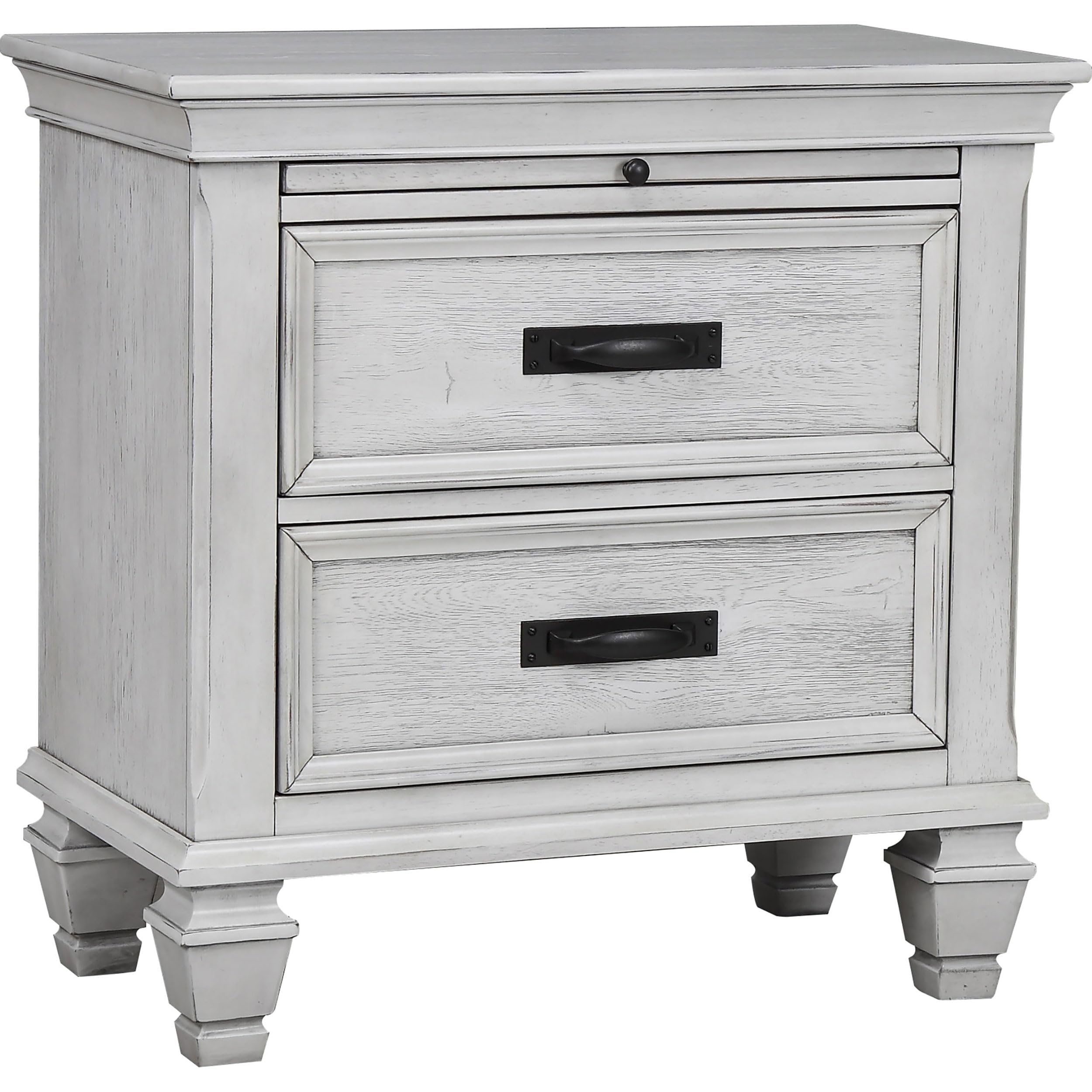 Coaster Home Furnishings Franco Farmhouse Wood 2-Drawer Bedroom Nightstand Bedside Table Organizer Unit Distressed White 205332