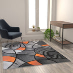 Flash Furniture Jubilee Collection Abstract Area Rug - Colorfast Orange Olefin Rug - 5' X 7' Area Rug - Jute Backing - Living Room, Bedroom, & Family Room
