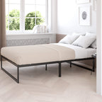 Flash Furniture Lana 14 Inch Metal Platform Bed Frame - No Box Spring Needed with Steel Slat Support and Quick Lock Functionality (King)