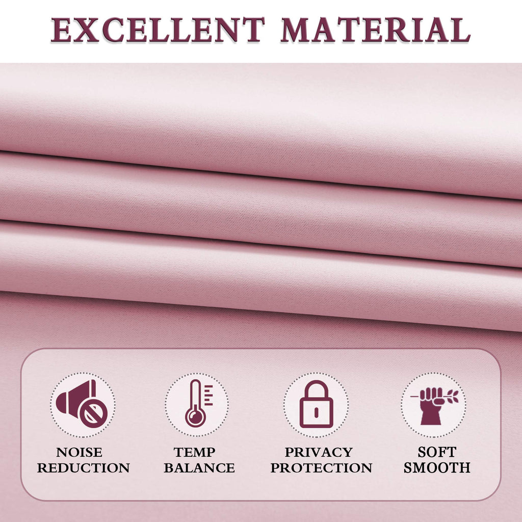 Donren Pink Blackout Drapes For Girls Room - Baby Home Decoration Privacy Protection Thermal Insulated Blackout Window Drapes With Rod Pocket (2 Panels,52 X 84 Inch)