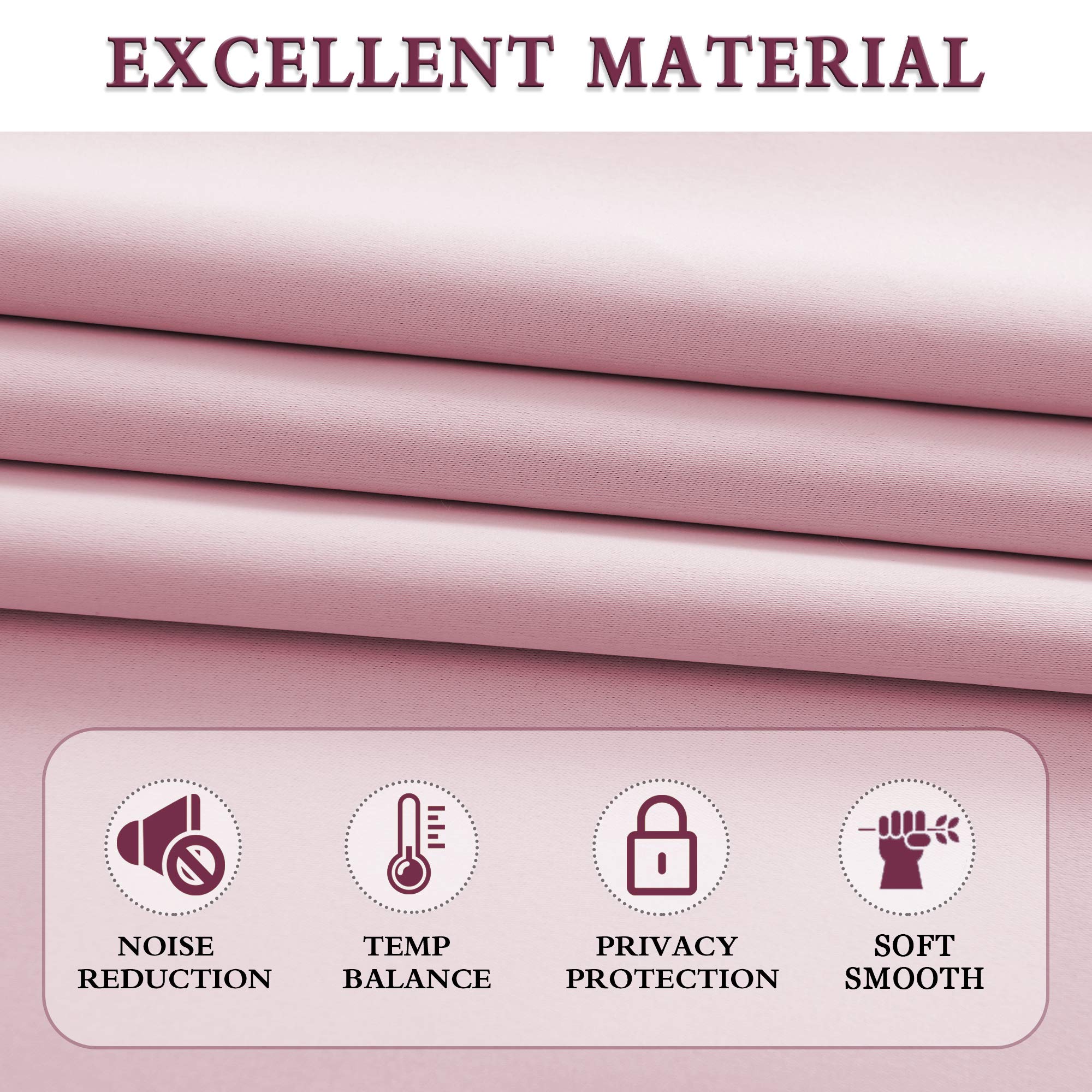 Donren Pink Blackout Drapes For Girls Room - Baby Home Decoration Privacy Protection Thermal Insulated Blackout Window Drapes With Rod Pocket (2 Panels,52 X 84 Inch)