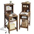 Bestier Tall Bedroom End Tables Set of 2 Rustic Nightstand Charging Nightstand Set of 2 Farmhouse Bedside Tables Set of 2 Tall S