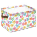JarThenaAMCS Valentine's Day Storage Basket with Handles Conversation Heart Cube Storage Bin Foldable Fabric Storage Container B