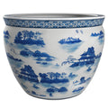Red Lantern White Fishbowl-Size and Design, 20 Diameter, Landscape Blue