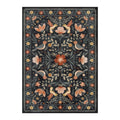 Moynesa Boho Bird 5x7 Area Rugs for Living Room, Black Floral Living Room Rug 5x7 Washable Low-Pile Bedroom Rug Non Slip, Vintag